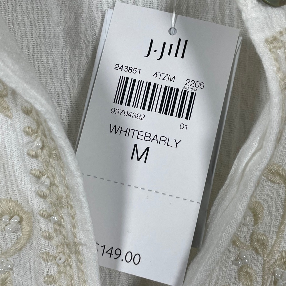 J. Jill Embroidered Maxi Dress Womens M Whitebarly Sleeveless Tiered Boho NWT - Picture 5 of 10